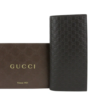 Shop Gucci Men's Microssima Leather Wallet With Id Window In Black