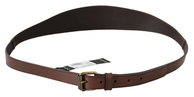 Plein Sud Brown Genuine Leather Rustic Metal Buckle Belt In Brown