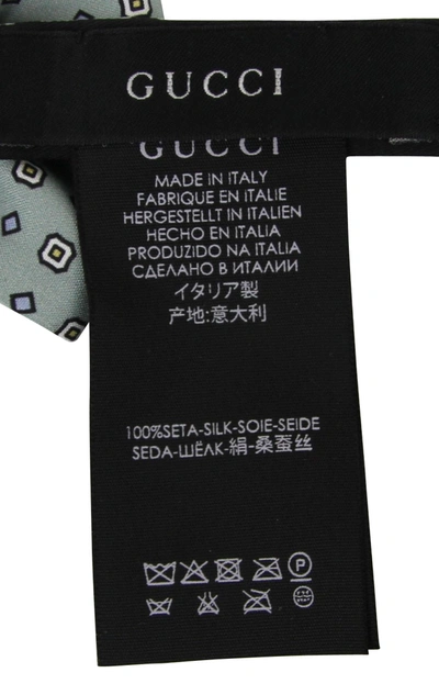 Shop Gucci Men's Habutai Print Silk Bow Tie In Green