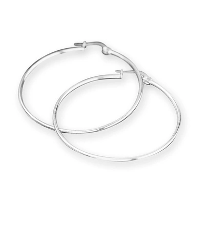 A & M 925 Sterling Silver Plain 1.8" Hoop Earrings In Silver