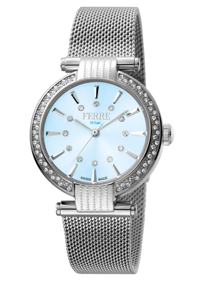 Ferre Milano Blue Dial Ladies Watch Fm1l096m0051 In Silver