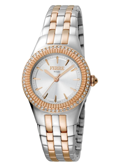 Shop Ferre Milano Women's Chocolate Dial Stainless Steel Watch In White