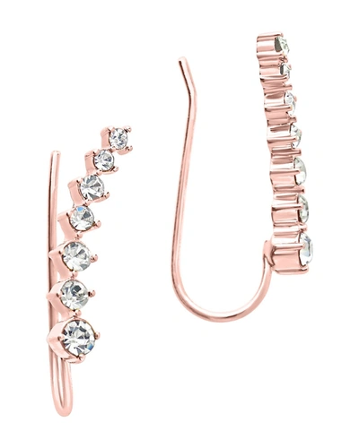 Shop Sterling Forever Graduated Cz Crawler Earrings-rose Gold In Pink