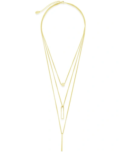 Sterling Forever Triple Layer Pendant Necklace-gold In Silver