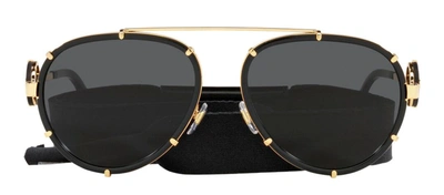 Shop Versace Ve 2232 14388761 Aviator Sunglasses In Black