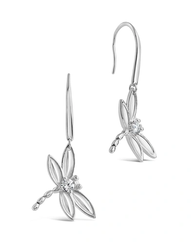 Sterling Forever Sterling Silver Cz Dragonfly Dangle Earrings