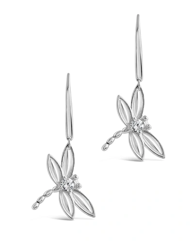Sterling Forever Sterling Silver Cz Dragonfly Dangle Earrings