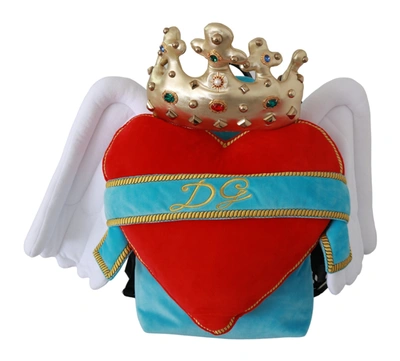 Shop Dolce & Gabbana Heart Wings Dg Crown School Women's Backpack In Blue
