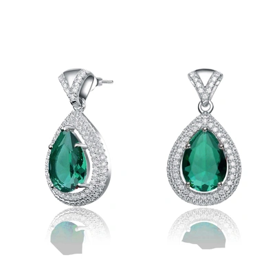 Shop Genevive Sterling Silver Emerald Cubic Zirconia Teardrop Earrings