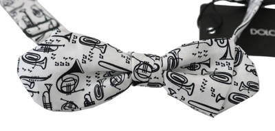 Shop Dolce & Gabbana Instruments Adjustable Neck Papillon Men Bow Men's Tie In White