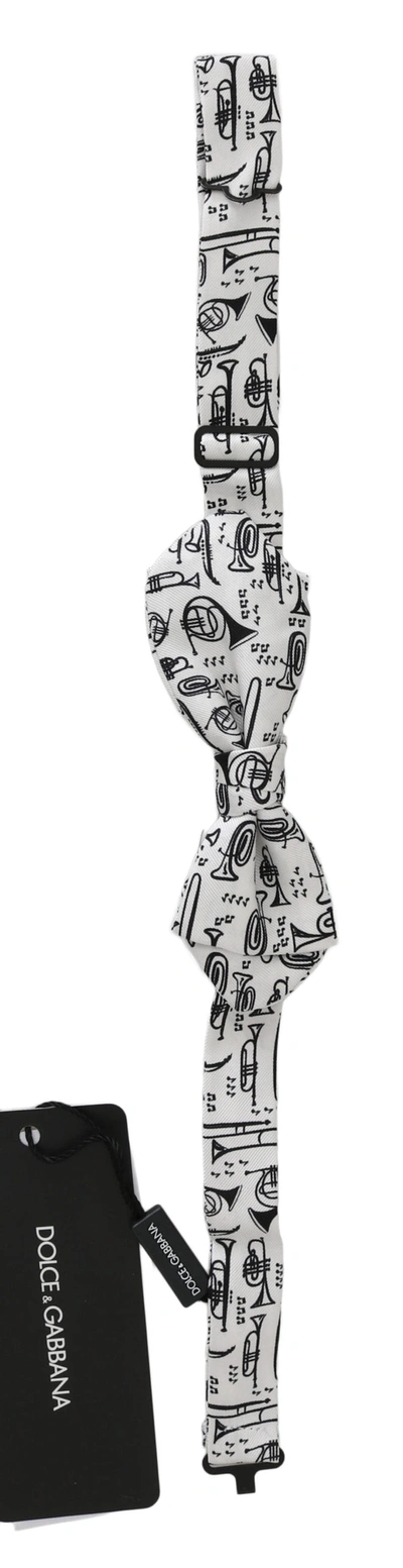 Shop Dolce & Gabbana Instruments Adjustable Neck Papillon Men Bow Men's Tie In White