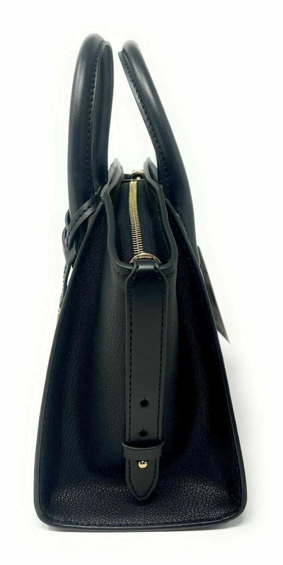 Michael Kors Avril To Zi  Ebbled Leather Satchel Crossbody Bag In Black