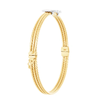 Vir Jewels 1/5 Cttw Diamond Bangle Bracelet Yellow Gold Plated Over Sterling Silver Cable In Gold