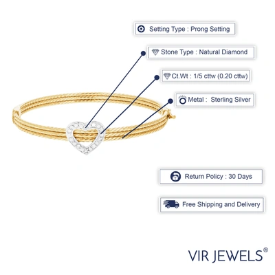 Vir Jewels 1/5 Cttw Diamond Bangle Bracelet Yellow Gold Plated Over Sterling Silver Cable In Gold