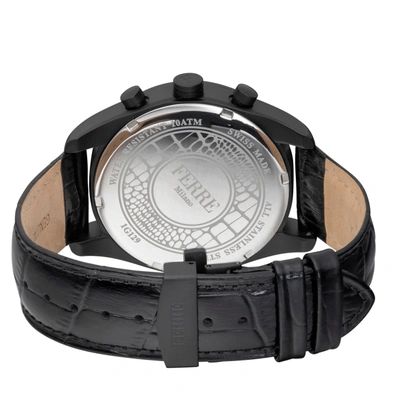Shop Ferre Milano Men's Black Dial Black Leather Watch In Grey