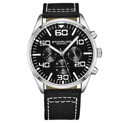 Stuhrling Original 4001 Quartz 42mm Aviator In Silver