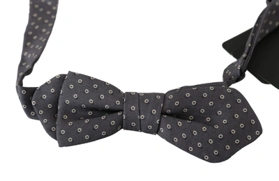 Shop Dolce & Gabbana Circles Silk Slim Adjustable Neck Papillon Men Bow Men's Tie In Grey