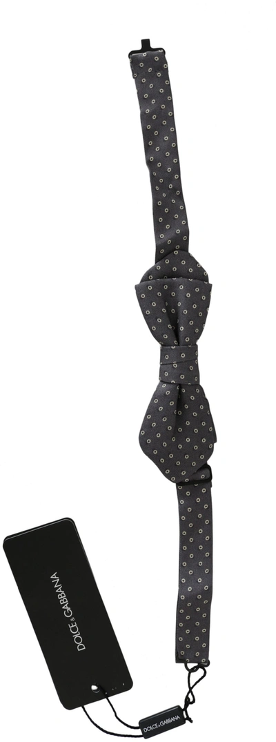 Shop Dolce & Gabbana Circles Silk Slim Adjustable Neck Papillon Men Bow Men's Tie In Grey