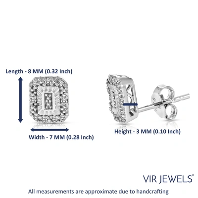 Vir Jewels 1/10 Cttw Diamond Earrings In .925 Sterling Silver Push Backs Emerald Shape In Silver