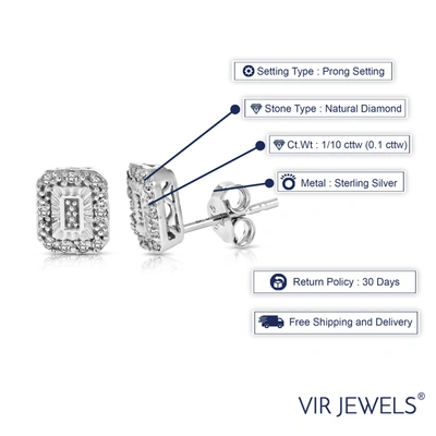 Vir Jewels 1/10 Cttw Diamond Earrings In .925 Sterling Silver Push Backs Emerald Shape In Silver