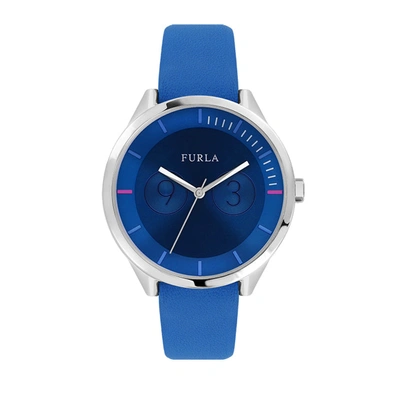 Shop Furla Women's Metropolis Blue Dial Calfskin Leather Watch