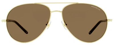 Shop Mont Blanc Montblanc Men's Pilot Sunglasses Mb0068s 001 Gold/black 61mm