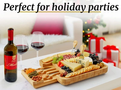 Zulay Kitchen Premium Bamboo Cheese Board Set In Brown