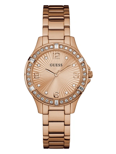 Shop Guess Factory Rose-gold Watch In Beige