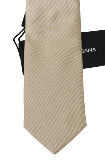 Shop Dolce & Gabbana Solid   100% Silk Classic Wide Men's Necktie In Beige