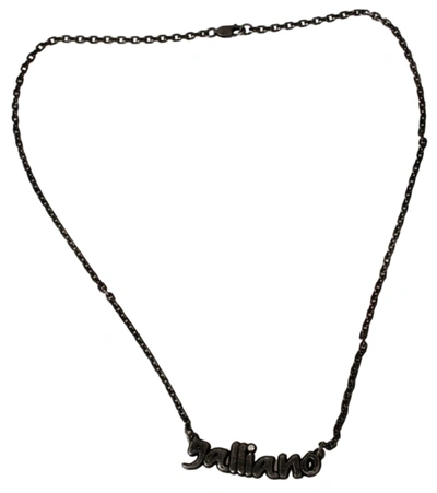 Shop John Galliano Steel Crystal Branded Charm Pendant Women's Necklace In Black