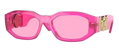 Shop Versace Ve 4361 5334/5 Geometric Sunglasses In Pink