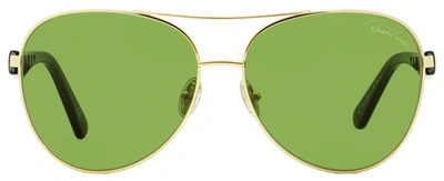 Shop Roberto Cavalli Women's Pilot Sunglasses Rc1108 32n Gold/transparent Gray 61mm In Green