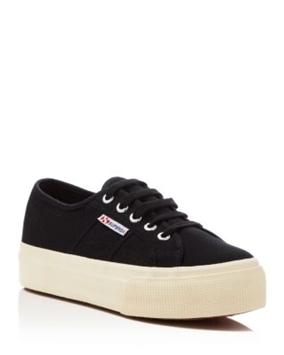 Superga Linea Lace Up Platform Sneakers In Black
