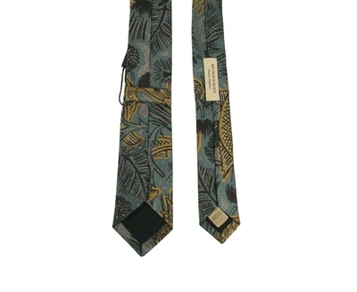 Shop Burberry Men's Silk With Animal Print Tie In Green