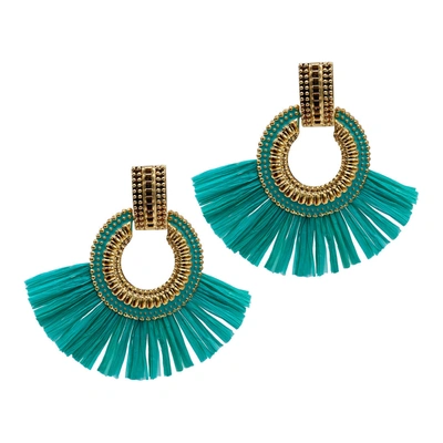 Shop Adornia Turquoise Fan Earrings Gold In Blue