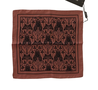 Shop Dolce & Gabbana Floral Silk Square Handkerchief Men's Scarf In Brown