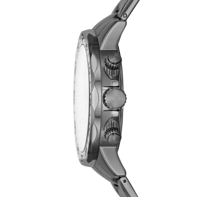 Shop Fossil Men's Bannon Multifunction, Smoke-tone Stainless Steel Watch In Silver