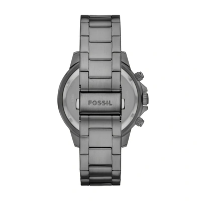 Shop Fossil Men's Bannon Multifunction, Smoke-tone Stainless Steel Watch In Silver