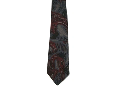 Shop Burberry Men's Navy And  Silk With Animal Print Tie In Blue