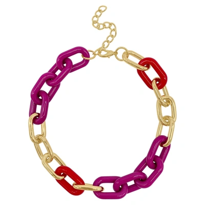Shop Adornia Oversized Color Link Necklace Gold In Multi
