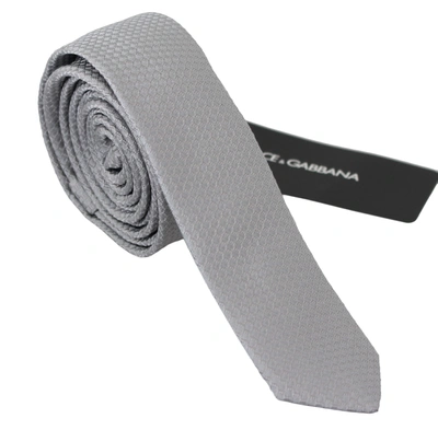 Shop Dolce & Gabbana 100% Silk Embroide Classic Wide Neckmen's Men's Tie In Grey