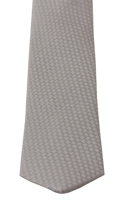 Shop Dolce & Gabbana 100% Silk Embroide Classic Wide Neckmen's Men's Tie In Grey