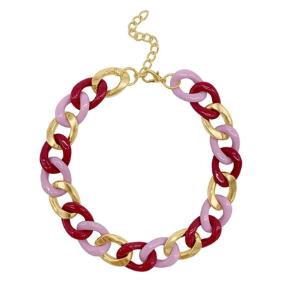 Shop Adornia Pink Curb Chain Necklace Gold In Purple