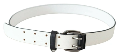 Shop Costume National Genuine Leather Buckle Waist Women's In White