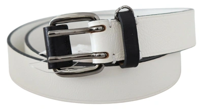 Shop Costume National Genuine Leather Buckle Waist Women's In White