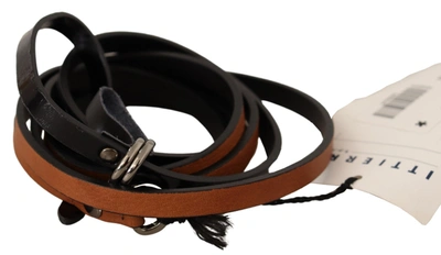 Costume National Brown Leather Silver Tone Buckle Belt In Black