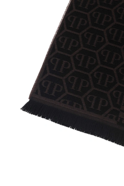 Shop Philipp Plein Wool Men's Scarf In Black