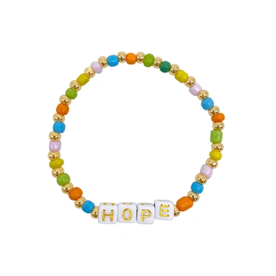 Shop Adornia Stretch Multicolor "hope" Bracelet Gold In White