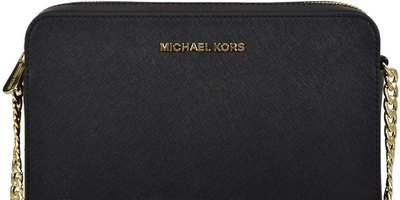 Michael Kors Jet Set Leather Crossbody Bag In Black