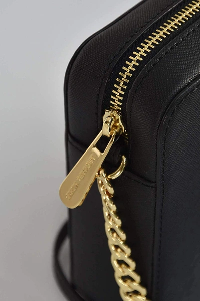 Michael Kors Jet Set Leather Crossbody Bag In Black